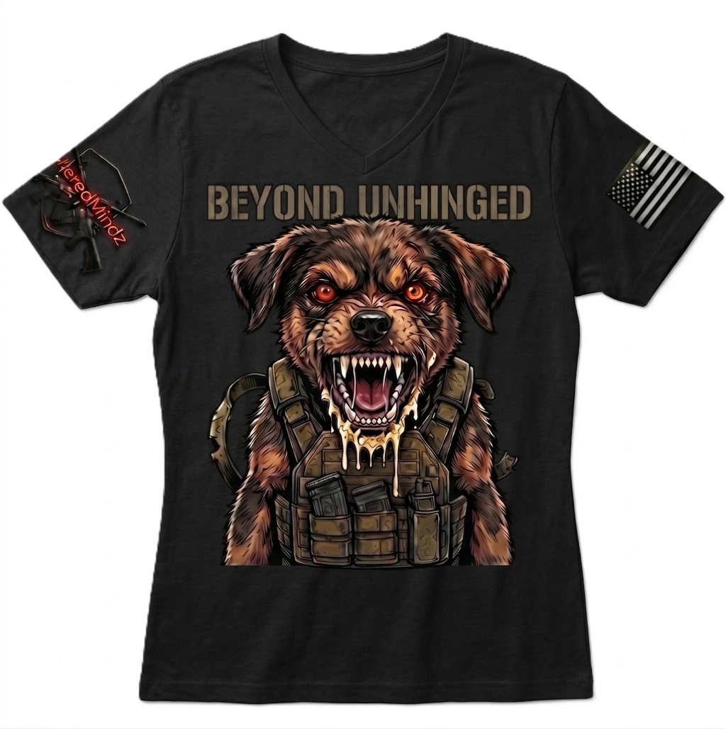 Beyond Unhinged V2— Tactical Pup Women's V-Neck Tee