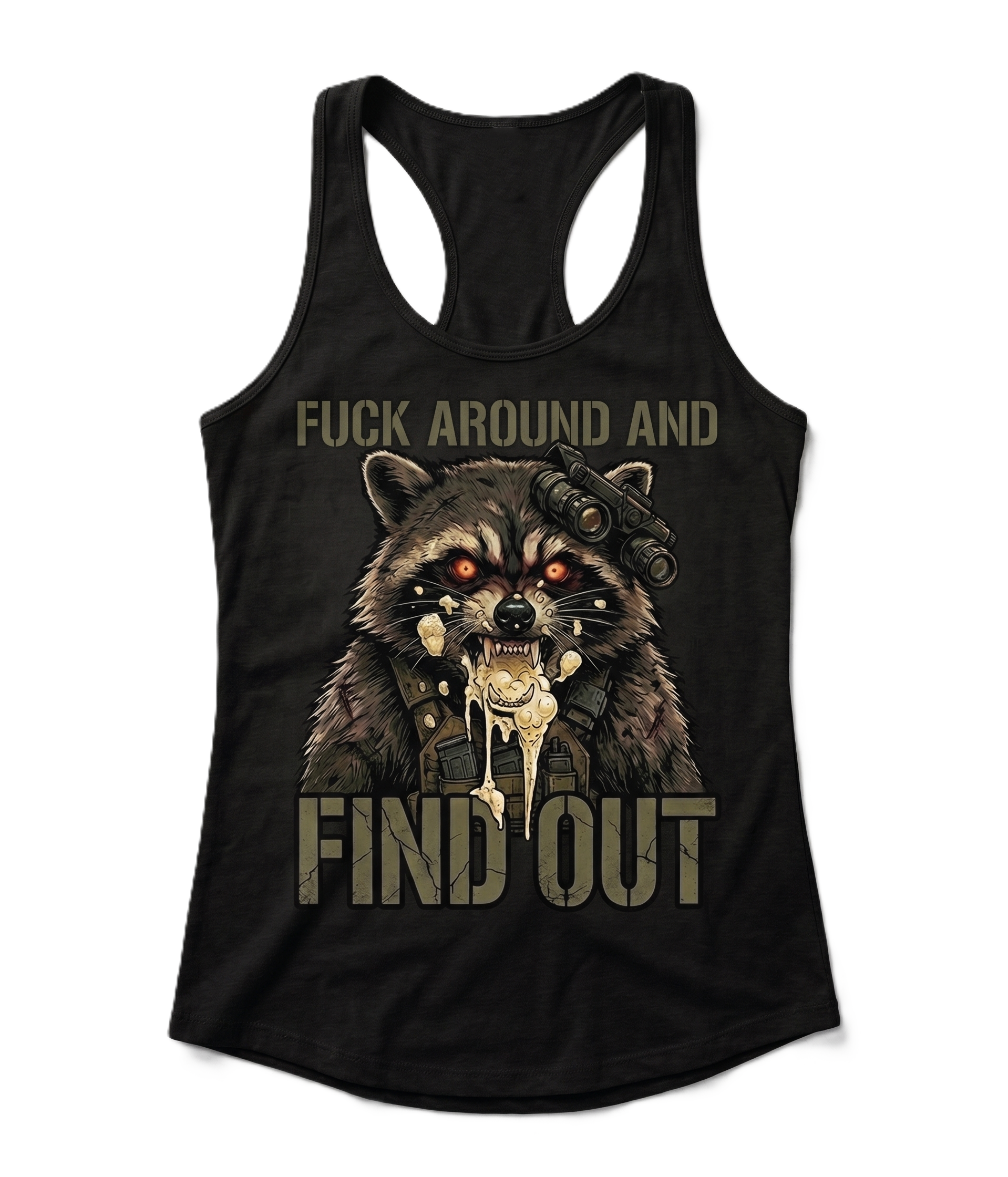 F*ck Around and Find Out — Tactical Raccoon Women's CVC Racerback Tank Top