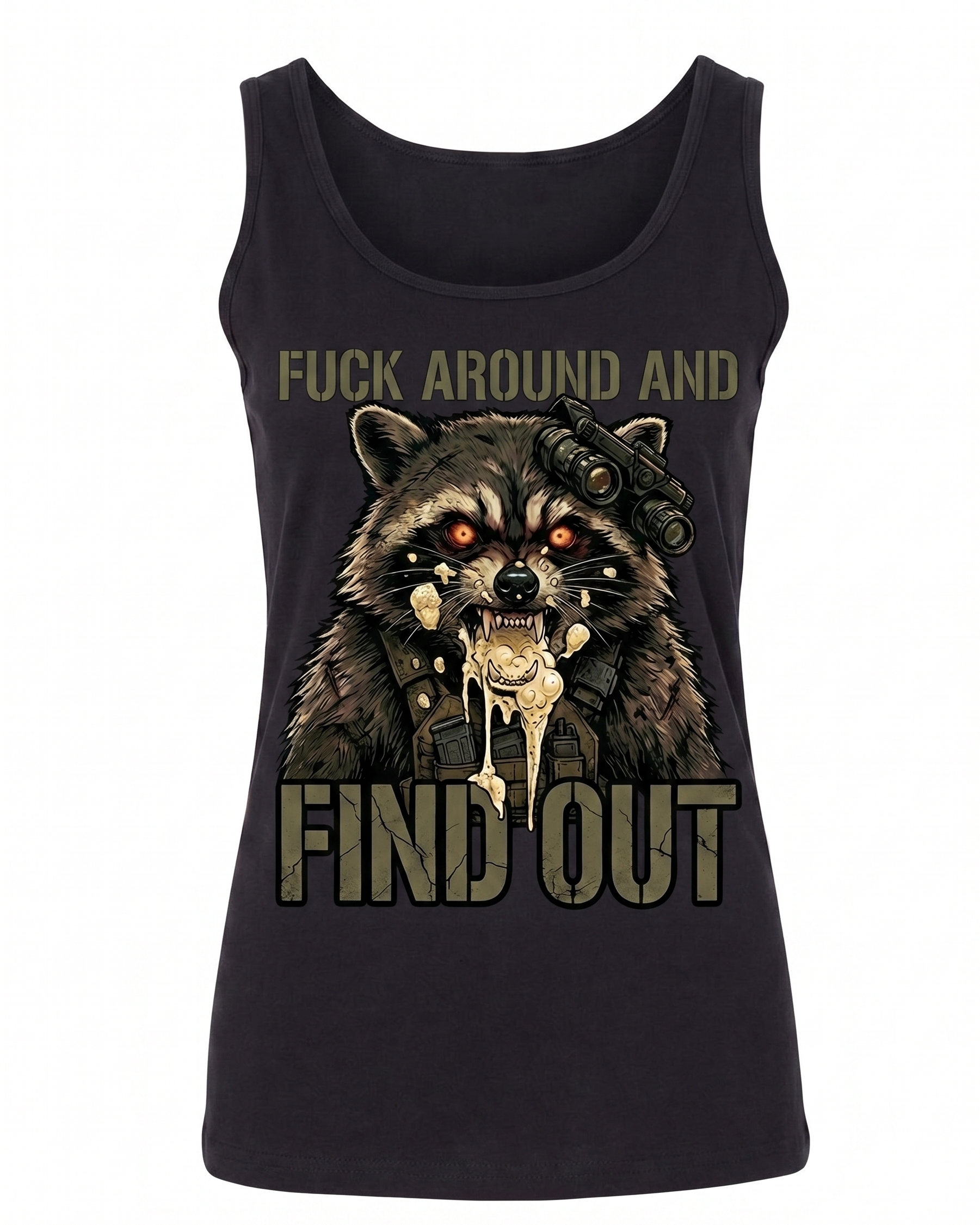 F*ck Around and Find Out — Tactical Raccoon Women's Softstyle Tank Top