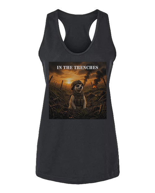 In The Trenches — Tactical Meerkat Women's Racerback Tank Top