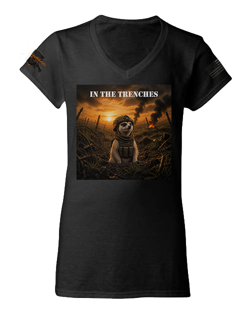 In The Trenches — Tactical Meerkat V2 Women's V-Neck Tee