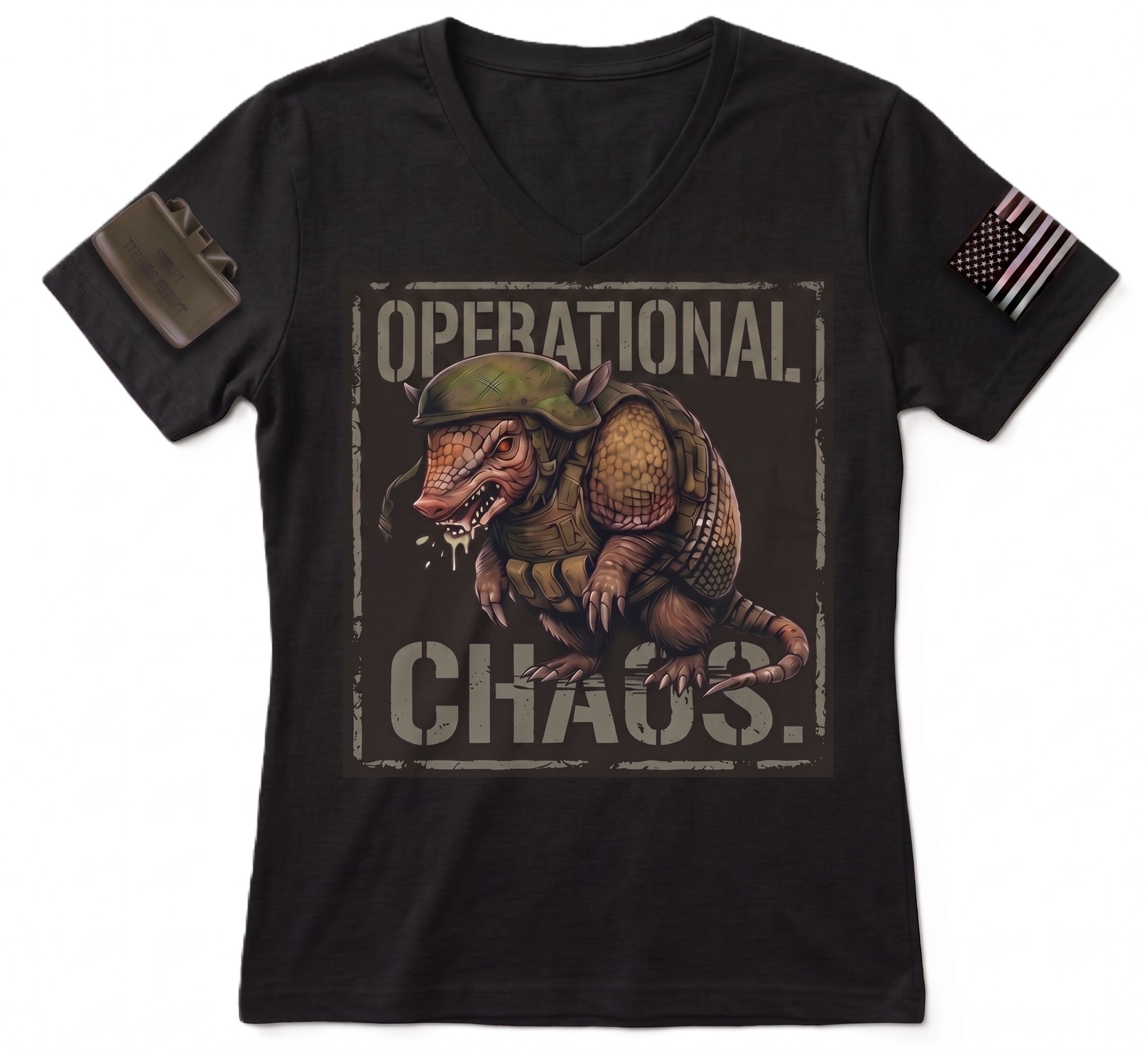 Operational Chaos — Tactical Armadillo Women's V-Neck Tee