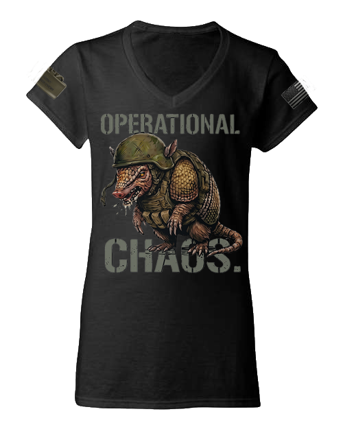Operational Chaos — Tactical Armadillo Women's V-Neck Tee