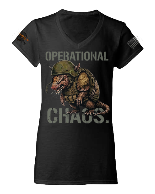 Operational Chaos V2 — Tactical Armadillo Women's V-Neck Tee