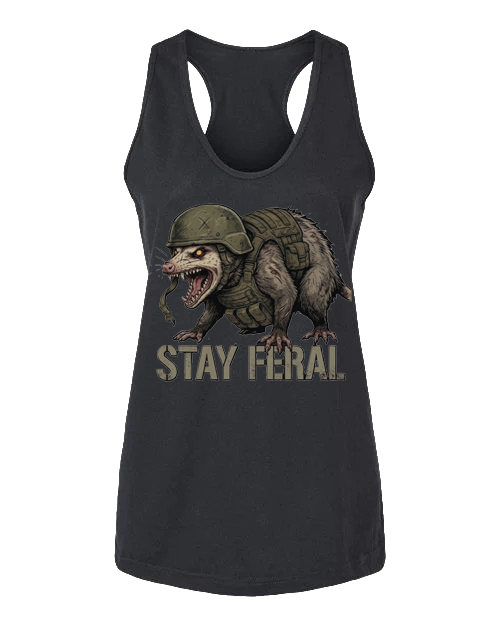 Stay Feral — Tactical Opossum Women's CVC Racerback Tank Top