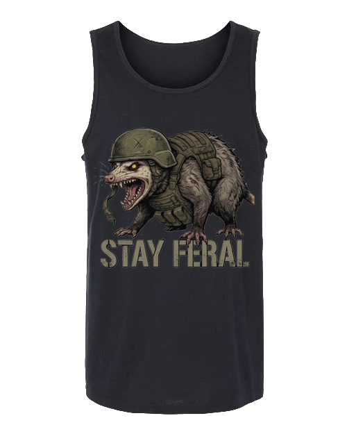 Stay Feral — Tactical Opossum Unisex Tank Top