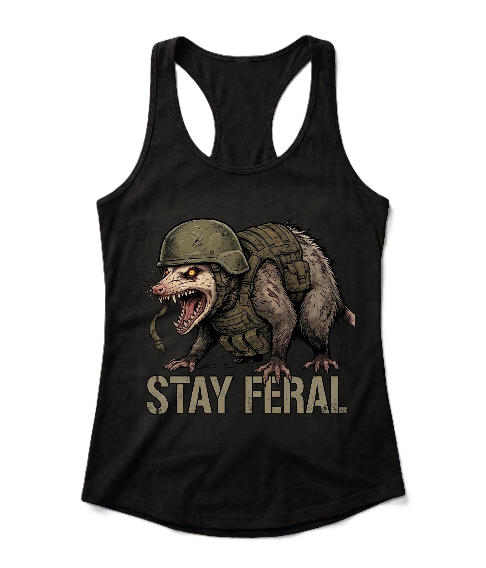 Stay Feral — Tactical Opossum Women's CVC Racerback Tank Top
