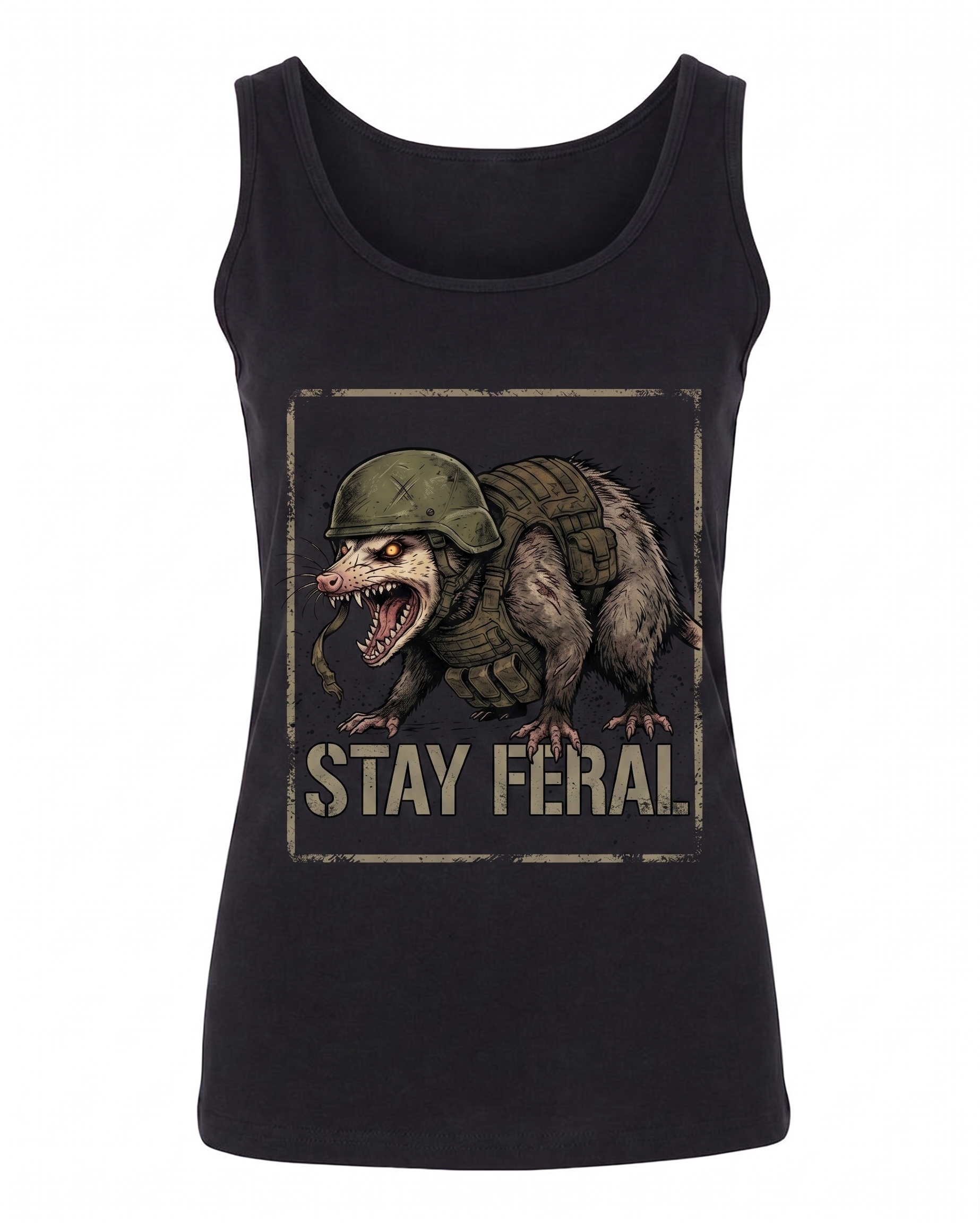 Stay Feral — Tactical Opossum Women's Softstyle Tank Top