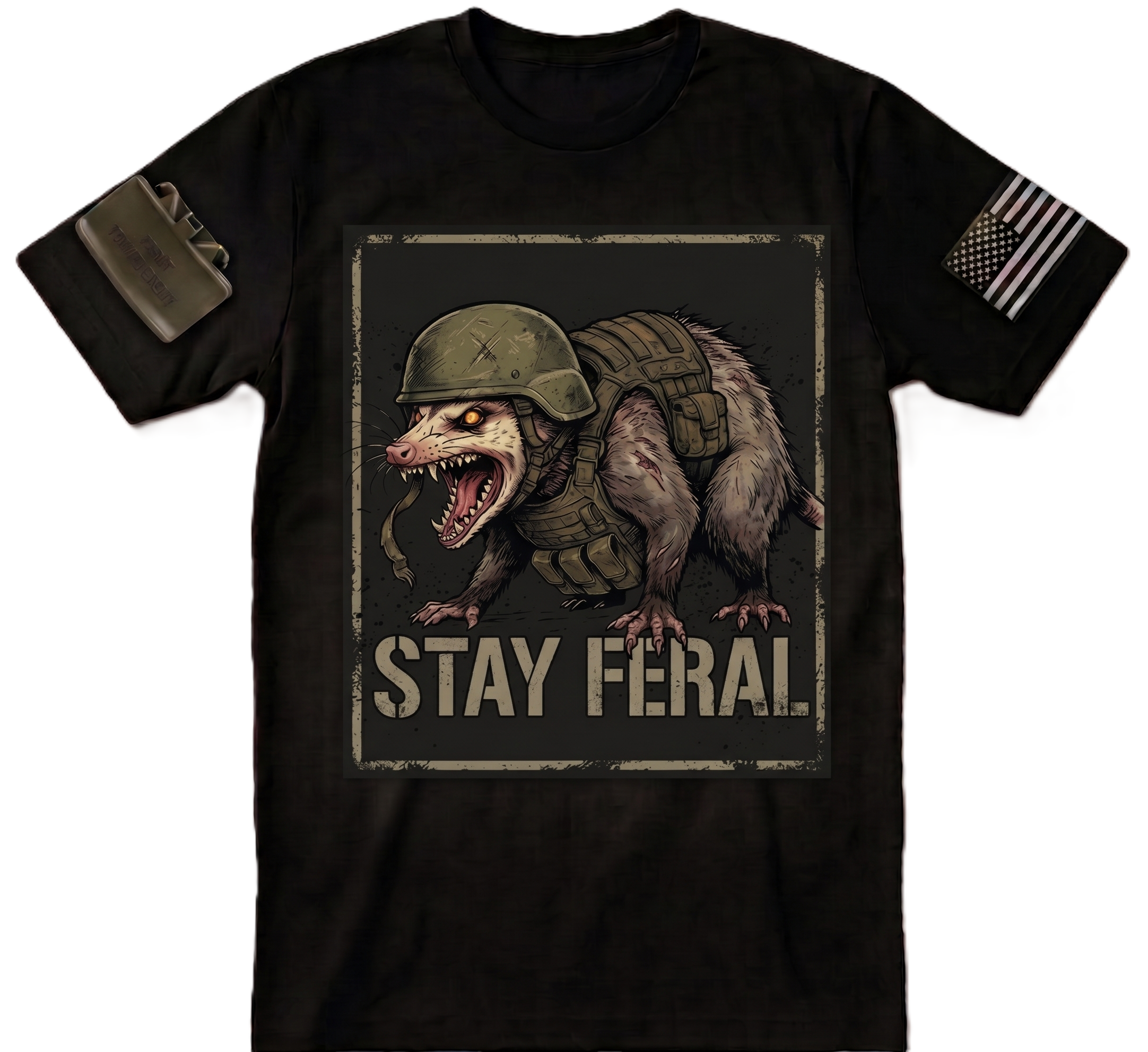 Stay Feral — Tactical Opossum Graphic Tee