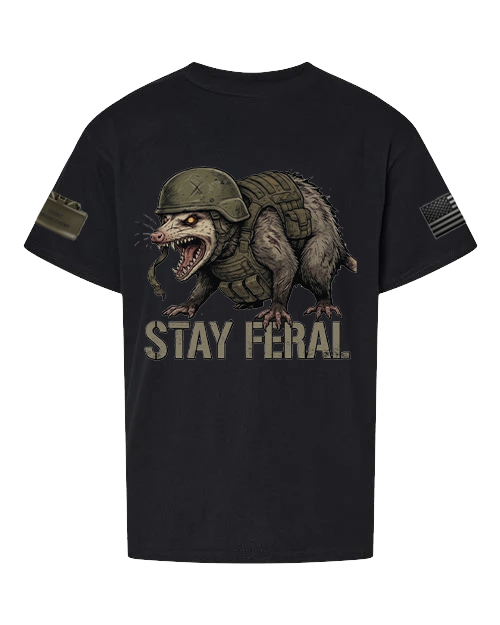 Stay Feral — Tactical Opossum Youth Graphic Tee