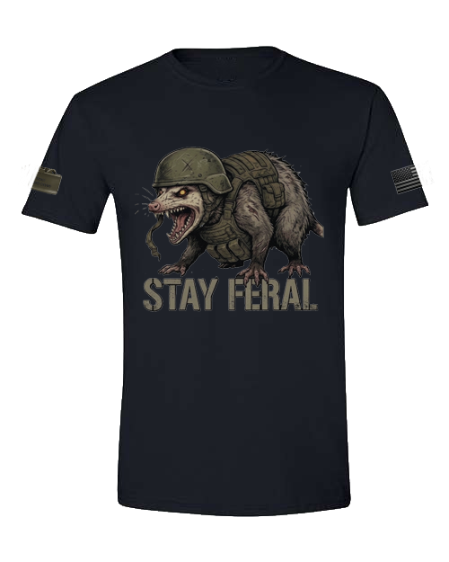 Stay Feral — Tactical Opossum Graphic Tee