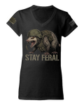 Stay Feral — Tactical Opossum Women's V-Neck Tee
