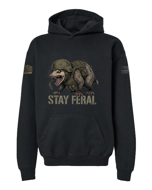 Stay Feral — Tactical Opossum Youth Hoodie