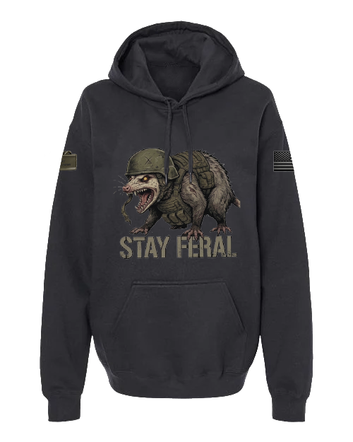 Stay Feral — Tactical Opossum Hoodie