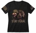 Stay Feral — Tactical Opossum Women's V-Neck Tee