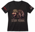 Stay Feral V2— Tactical Opossum Women's V-Neck Tee