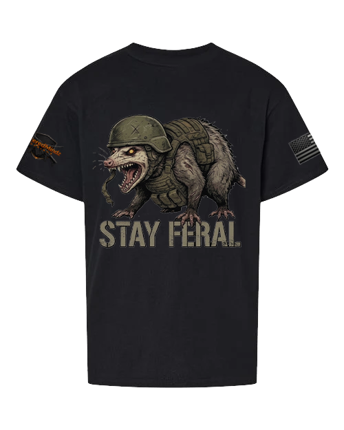 Stay Feral V2 — Tactical Opossum Youth Graphic Tee