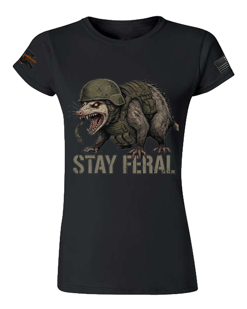 Stay Feral V2— Tactical Opossum Women's Graphic Tee