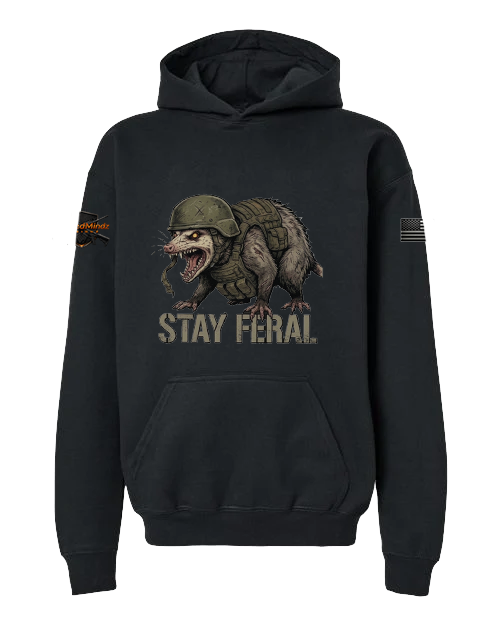 Stay Feral V2 — Tactical Opossum Youth Hoodie