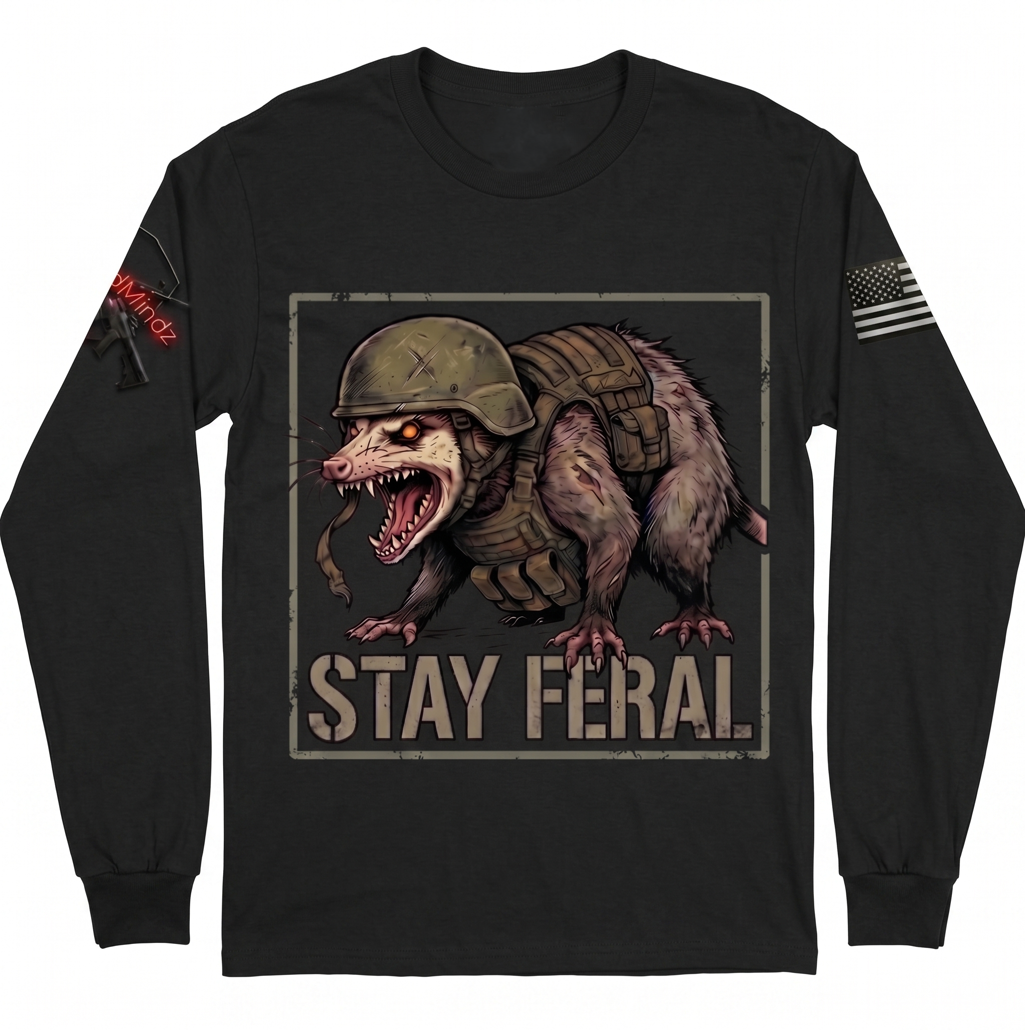 Stay Feral V2 — Tactical Opossum Long Sleeve Tee