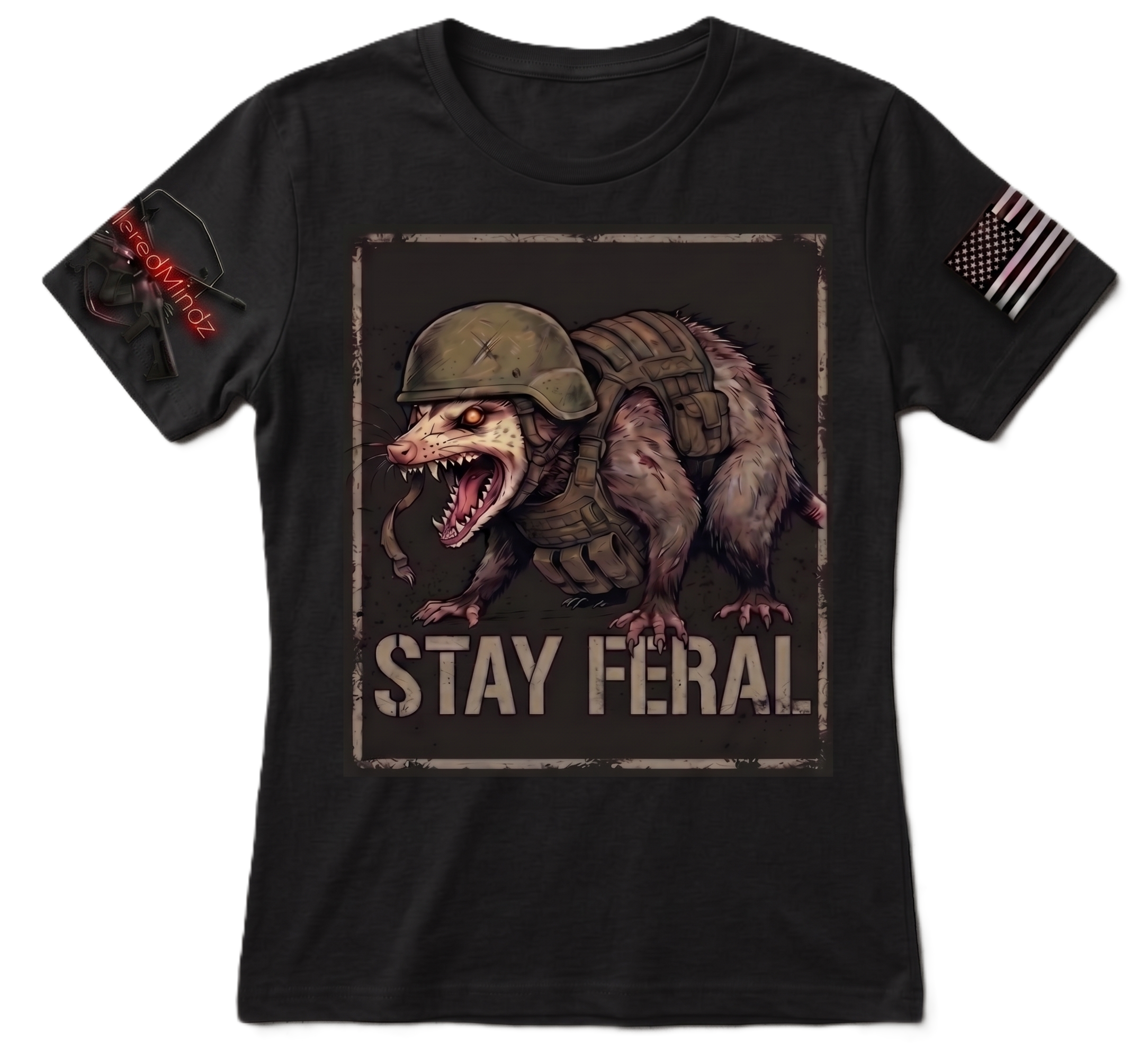 Stay Feral V2— Tactical Opossum Women's Graphic Tee