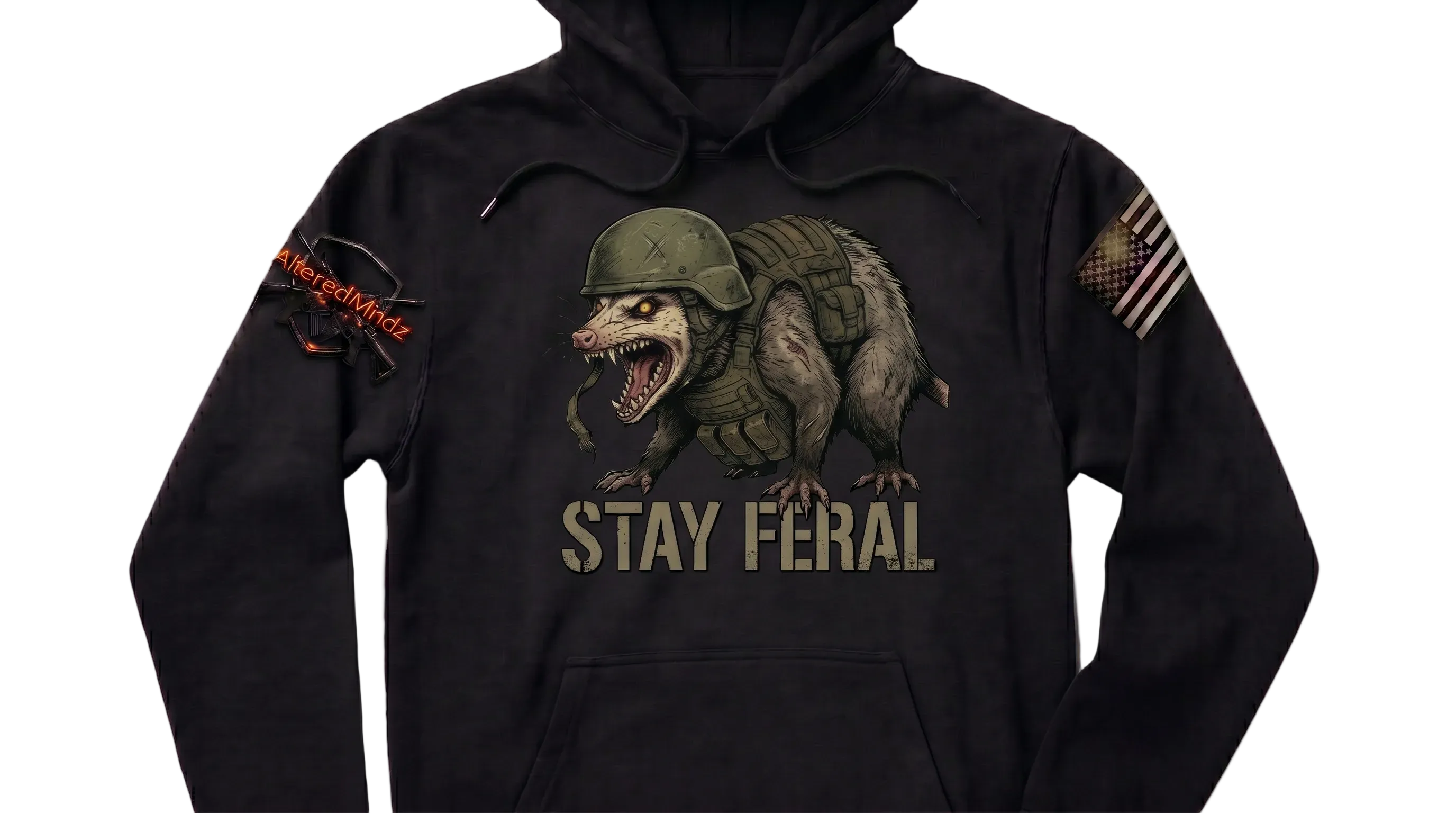 Stay Feral V2 — Tactical Opossum Hoodie