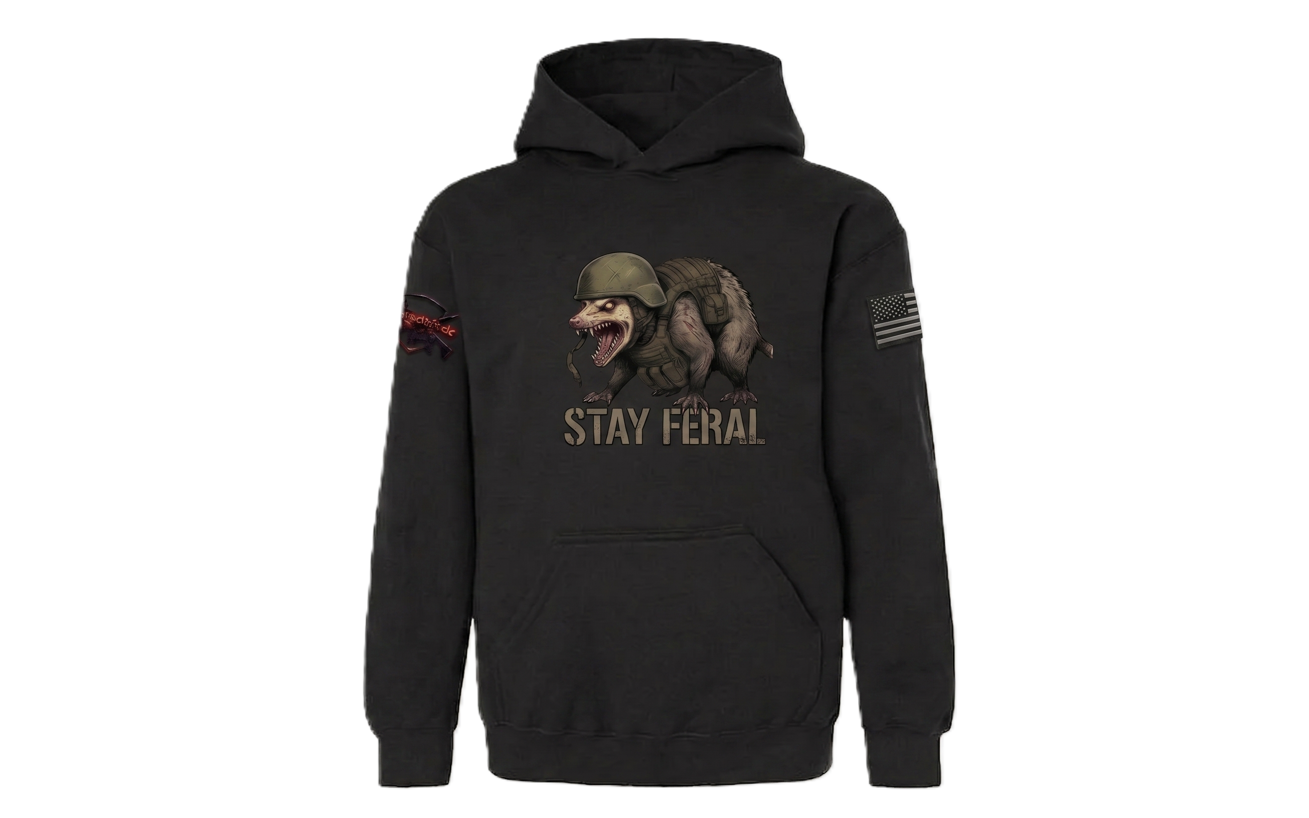 Stay Feral V2 — Tactical Opossum Youth Hoodie