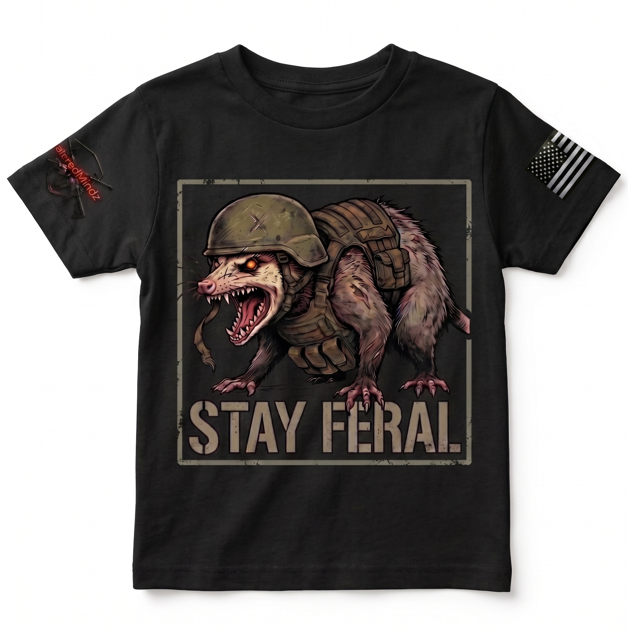 Stay Feral V2 — Tactical Opossum Youth Graphic Tee