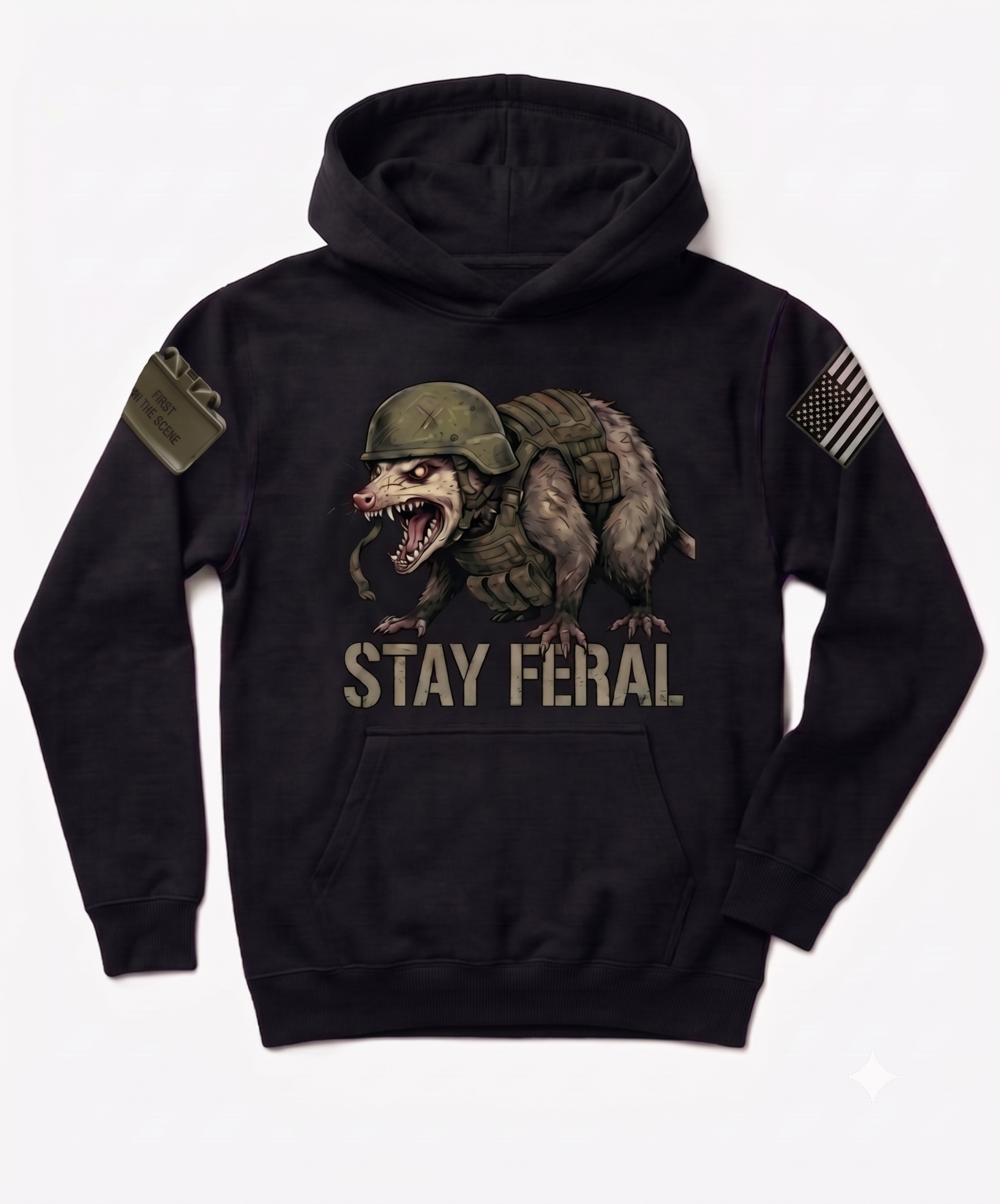 Stay Feral — Tactical Opossum Youth Hoodie