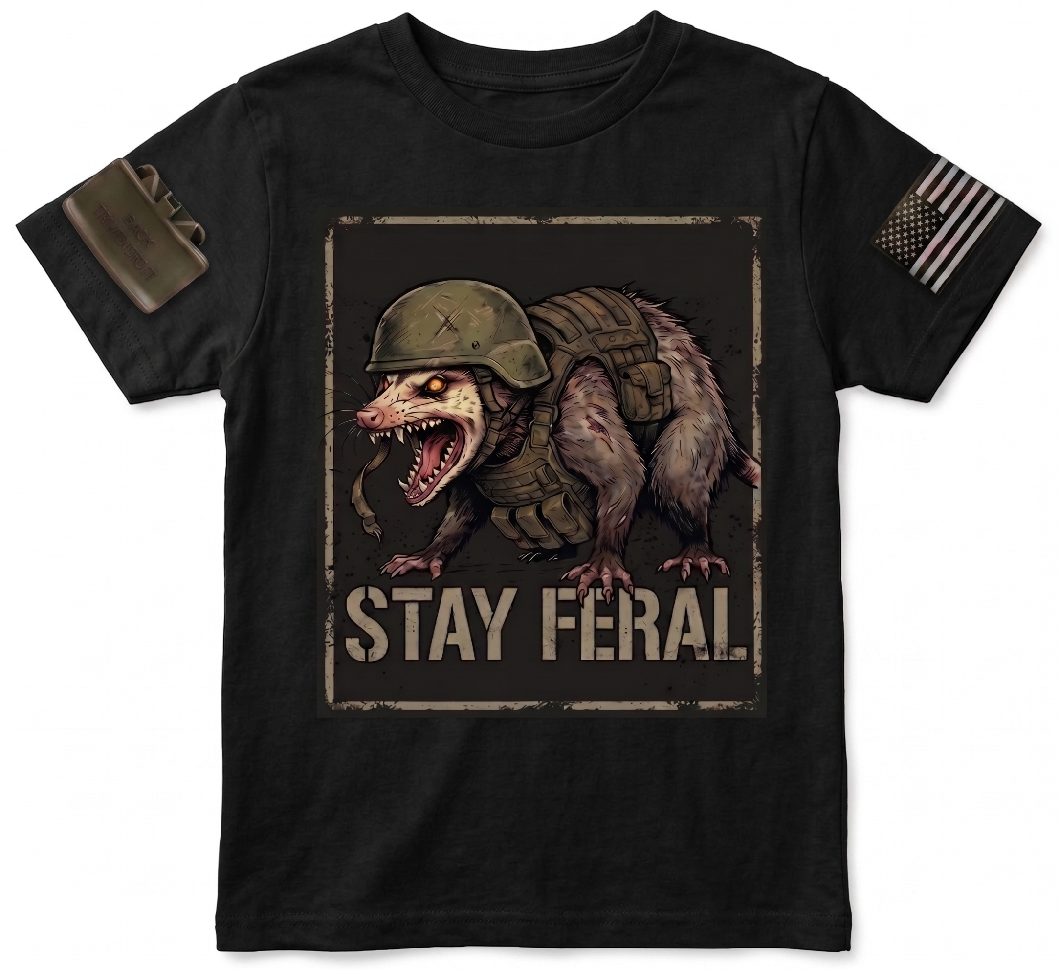Stay Feral — Tactical Opossum Youth Graphic Tee