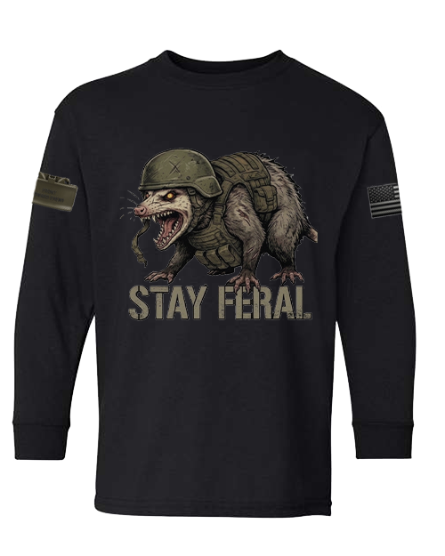 Stay Feral OG — Tactical Opossum Youth Long Sleeve Tee