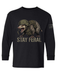Stay Feral (Safe for School) — Tactical Opossum Youth Long Sleeve Tee